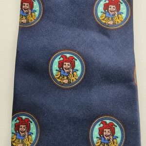 Vintage Moschino Silk Tie Navy Playful Clown Novelty Italy Jester Rare